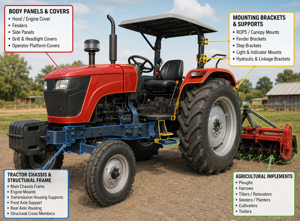 Tractor Components Manufactured with Fiber Laser Technology